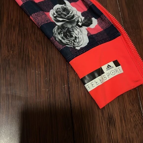 ADIDAS Stella Sport Leggings - Size Small - Red Checker Rose Spandex Leggings - Picture 2 of 6